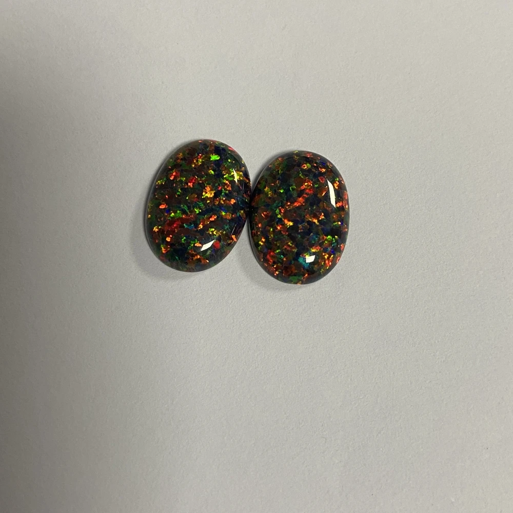 Meisidian Lab Created 13x18mm OP32 Flatback Cabochon Blck Opal Gemstone