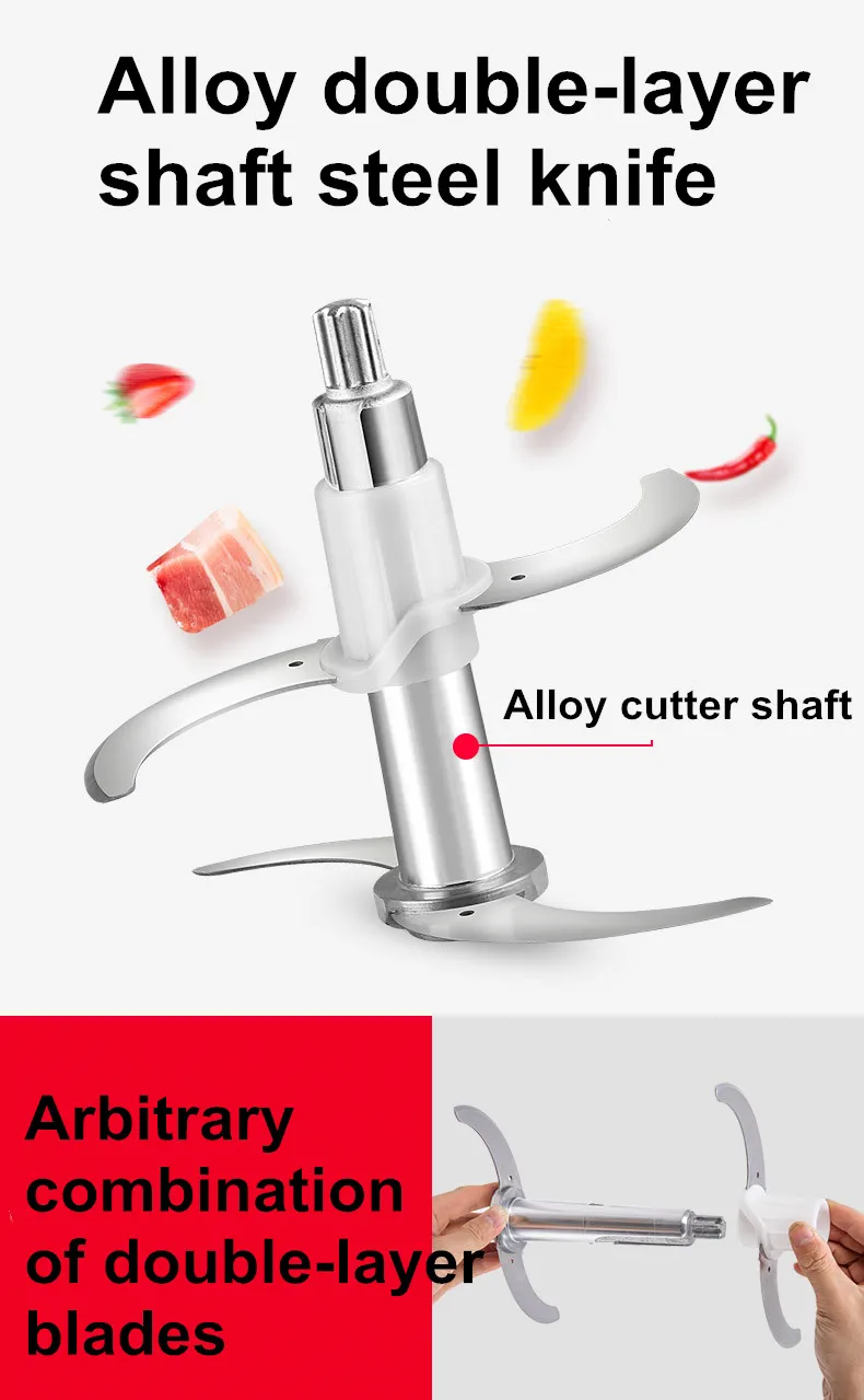 8L Commercial  Meat Grinder 1200W High-power Minced Meat Blender Home Electric Stainless Steel Pepper Garlic Crusher Device 5