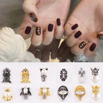 

2020 NEw 10Pcs 20type 3D Jewelry Crystal Stones for Retro Nail Art Decoration Manicure Diamonds Charm Nail Glitter Alloy Jewelry