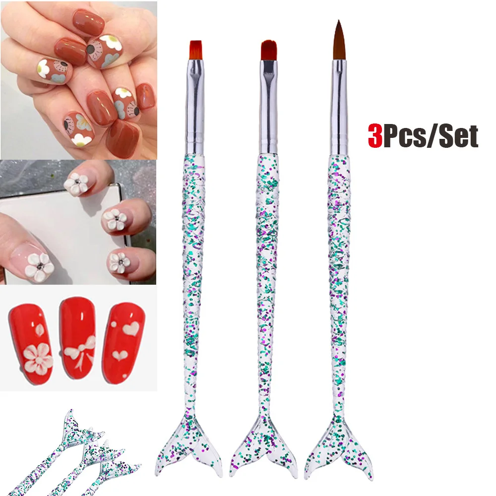 3 шт./компл. Русалка Ручка Nail Art французский полоса линии Лайнер Кисть для рисования узор типа сделай себе сам дизайн чертежная ручка Маникюрный Инструмент