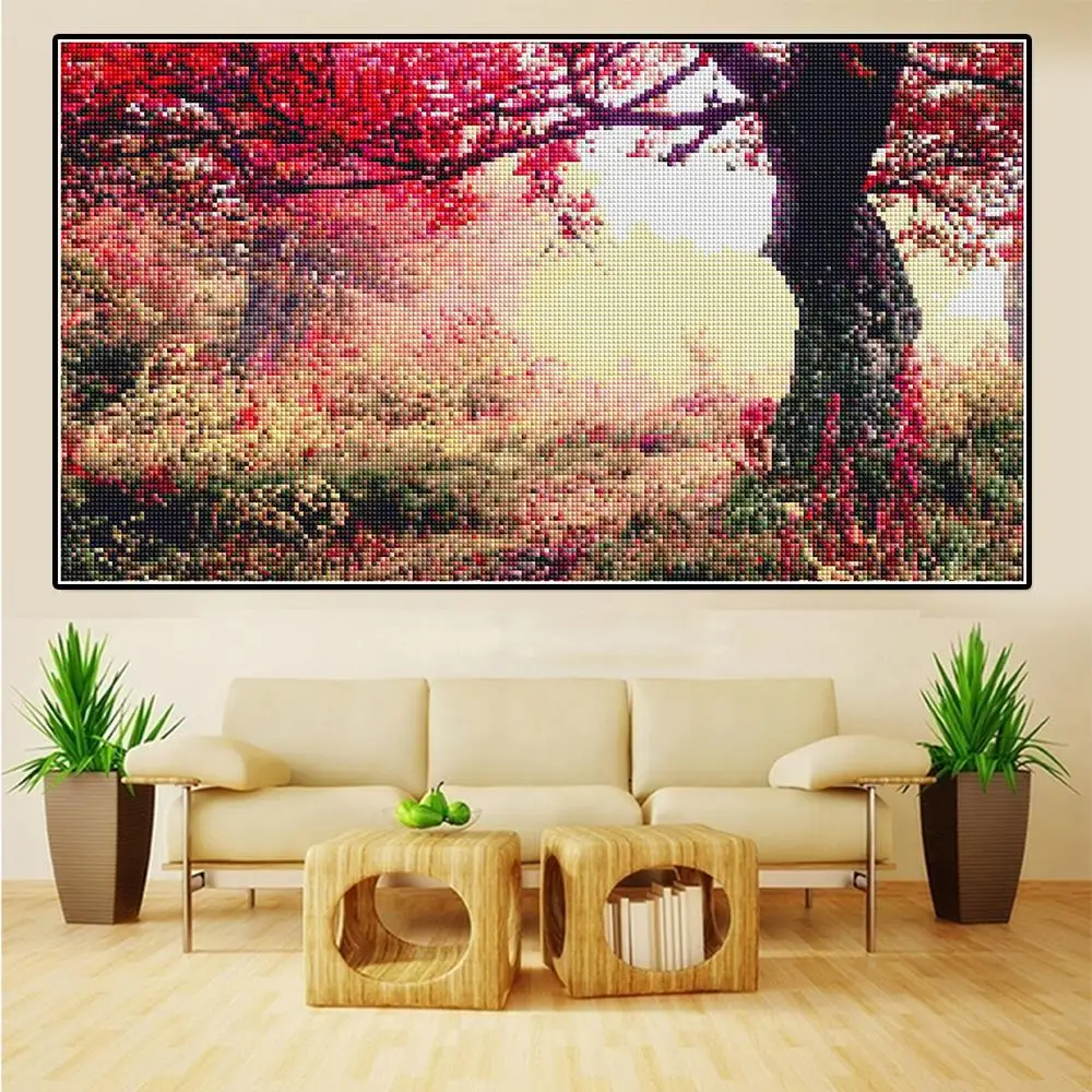 

Full Square/round Drill Cross Stitch 5d Diy Diamond Embroidery Scenery Trees Diamond Painting Landscape Rhinestone Home Decor