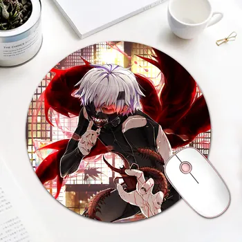 

Anime Tokyo Ghoul Gamer Mousepad Patterned Gaming Mouse Pad Thickening Game Table Round Mice Mat Size 24X24CM 22X22CM 20X20CM