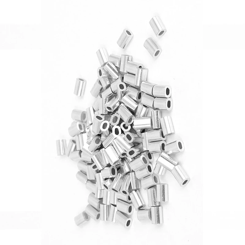 100Pcs 0.8Mm 1/32 인치 와이어 로프 알루미늄 페룰 슬리브 실버 톤 & 500Pcs 튜브 크림프 엔드 비즈 1.5Mm 실버