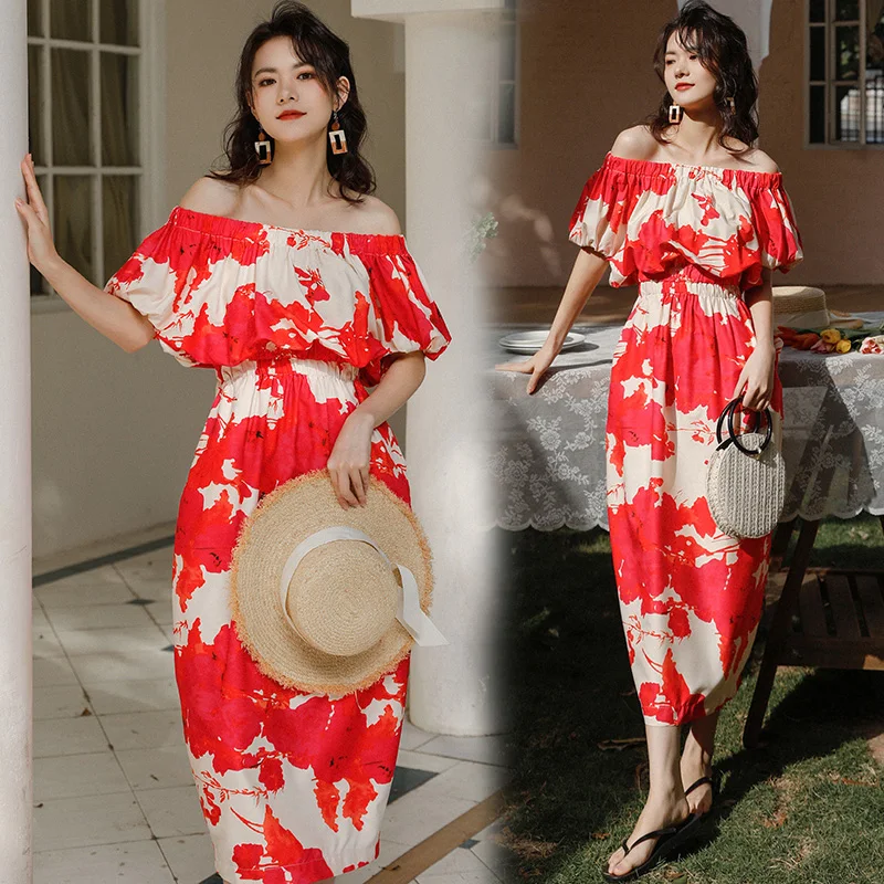 

Women Long Floral Dress Summer 2022 Boho Retro Casual Party Night Beach Vacation Runway Vestidos Korean New