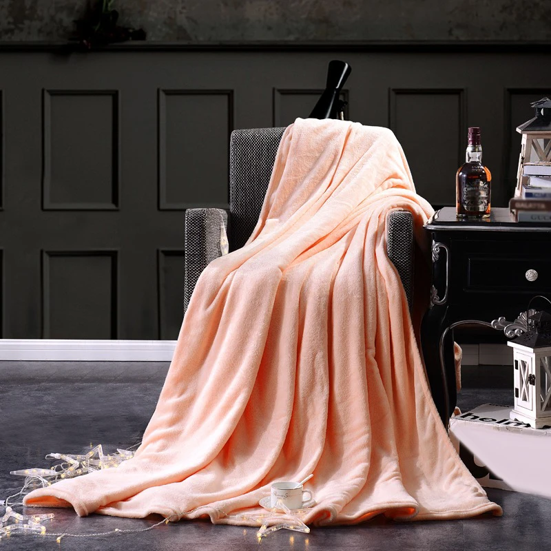 

Plush Blanket Throw Super Soft Air Conditioning Polyester fiber Solid Color Flannel useful practical