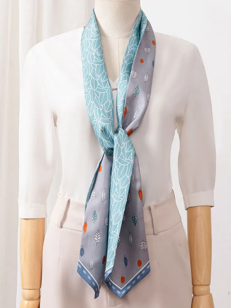 100% Real Silk Long Scarf For Women Twillon Neckerchief 2021 Luxury Bufandas Silk Scarf Printed Headband Foulard Femme 155x12cm
