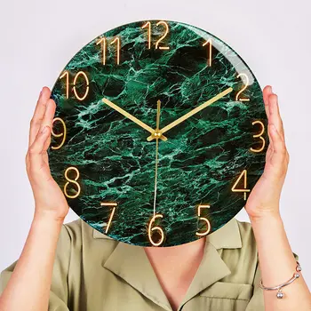 

Marble Texture Wall Clock Unique Design Living Room Decoration Quartz Wall Clock 30cm Mute Bedroom Wall Watch For Gift G065