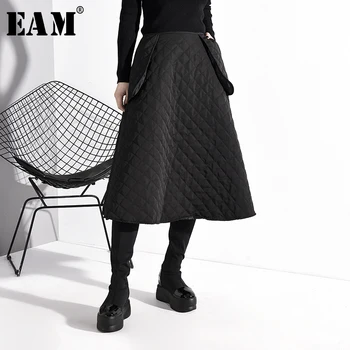 

[EAM] High Waist Black Bandage Split Joint Temperament Half-body Skirt Women Fashion Tide New Spring Autumn 2020 1M94601