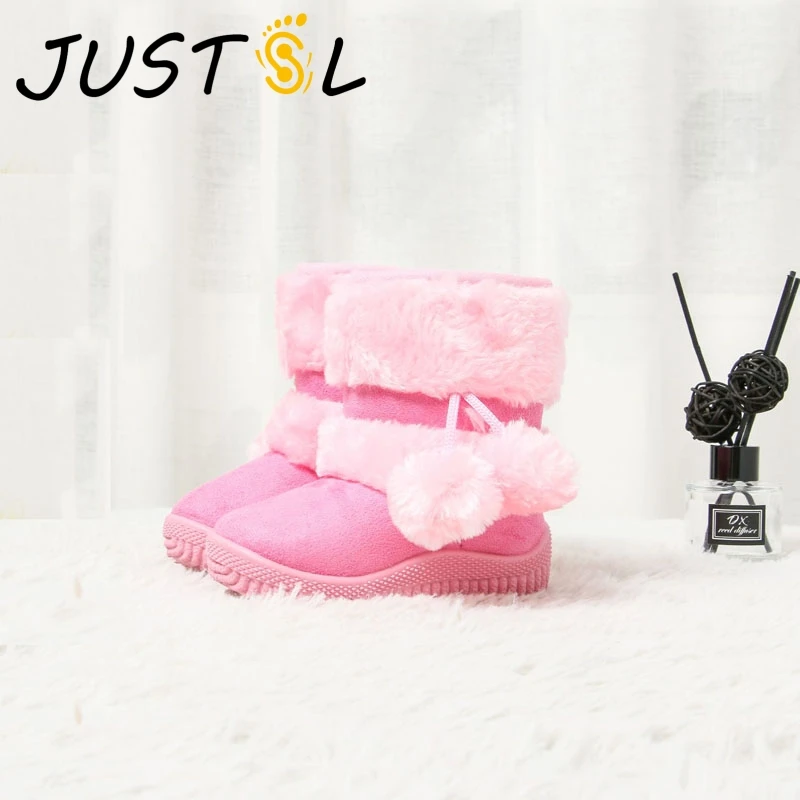 

JUSTSL Winter Boys Girls Cotton Boots Keep Warm Kids Toddler soft bottom Boots Children Non-slip Snow Boots