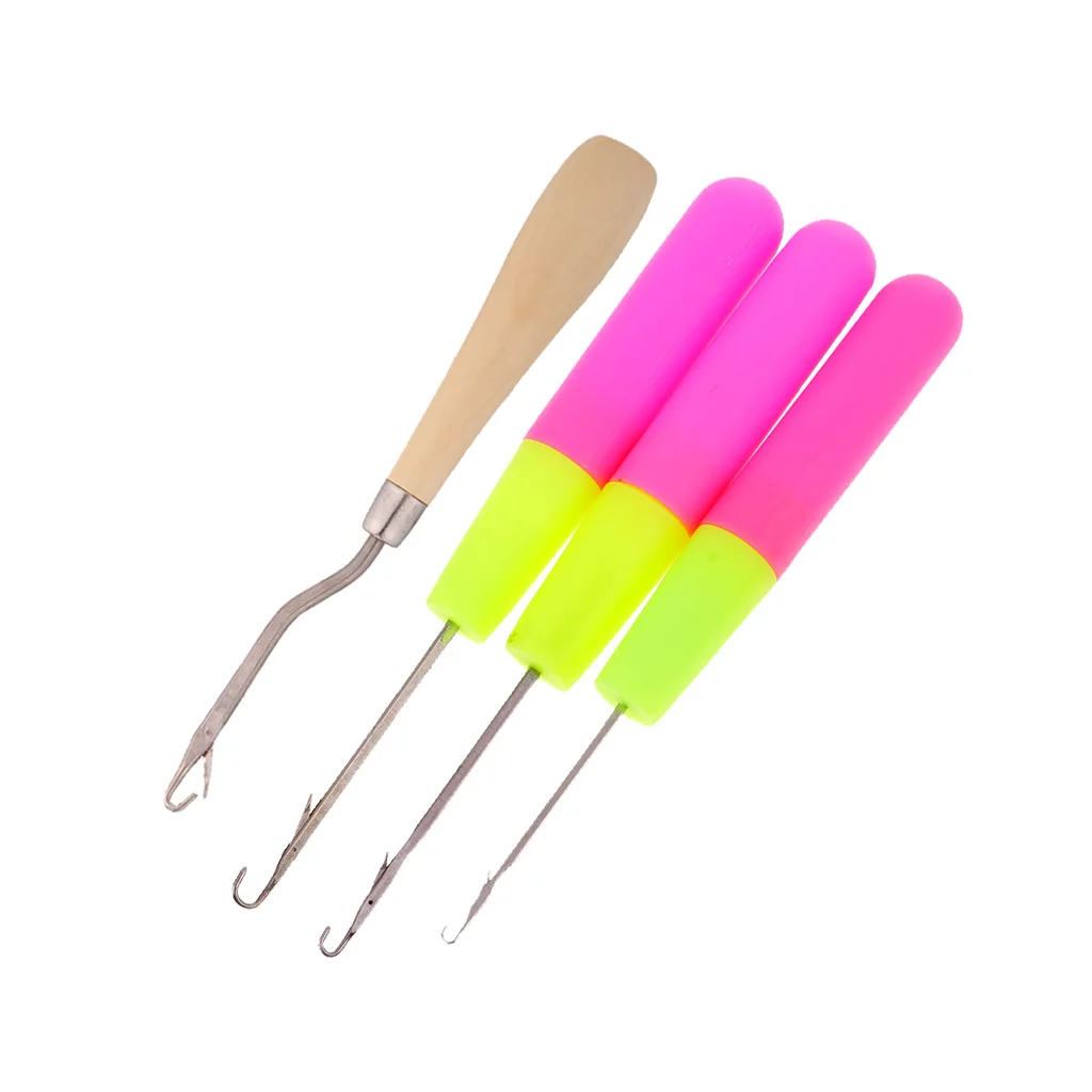 4 Pieces Latch Hook Crochet Needle Craft Tool for Micro Braids Dread Maintenance