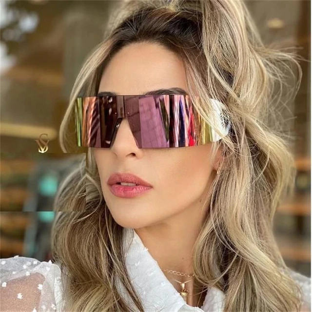 Gafas de sol de gran tamaño para hombre y mujer, lentes de sol con visera  de protección negra, de diseñador de marca de lujo, sin montura envolvente  - AliExpress