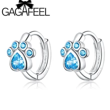 GAGAFEEL Синий Paw Стад Серьги 925 пробы серебряные лап животных серьги "отпечатки пальцев" для Для женщин подарки Романтический Синий Циркон Серьга в форме лапы