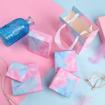 

New Color marble Jewelry wrapping paper box Party Favors gift box packaging festival Valentine's Day Gift Box Send couple 10pcs