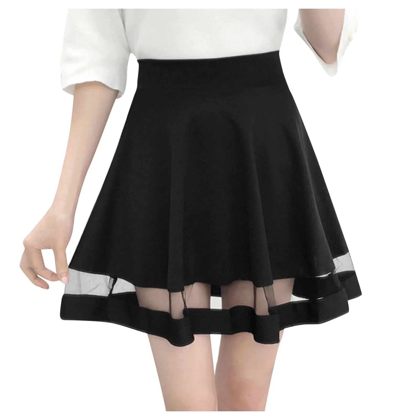 Flash Sale Minifaldas plisadas de encaje gótico con dobladillo de retales para mujer, falda negra de cintura alta, ropa de calle de moda de otoño NRwoeQAJoGx