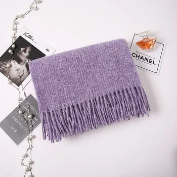 

2020 autumn and winter new solid color warm tassel casual scarf