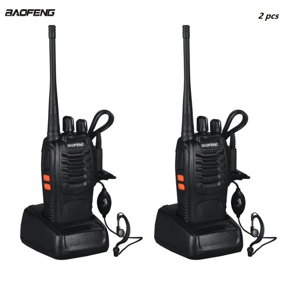 walkie talkie range 2 PCS VHF/UHF Baofeng BF-888S portable radio FM Transceiver Rechargeable Walkie talkie  in Two Senses 5W +Headset 2-way Radio cheap walkie talkies Walkie Talkie