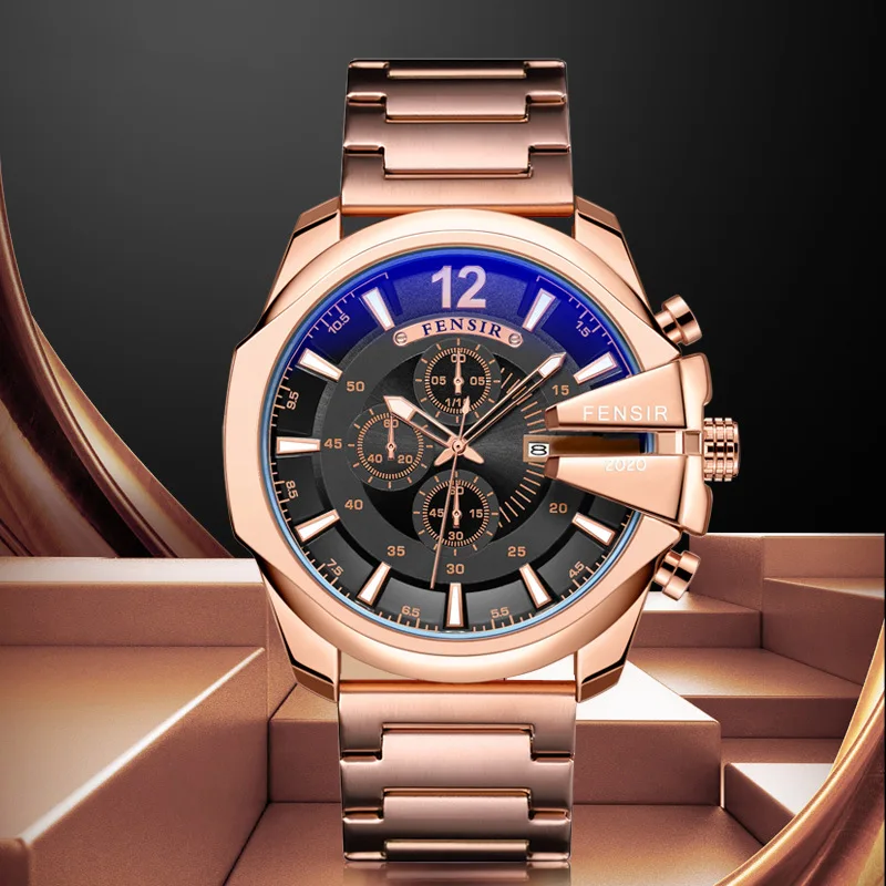 Big Dial Watch For Men Wrist Watches 2022 Stainless Steel Calendar Waterproof Creative Quartz Watches relogio masculino New 