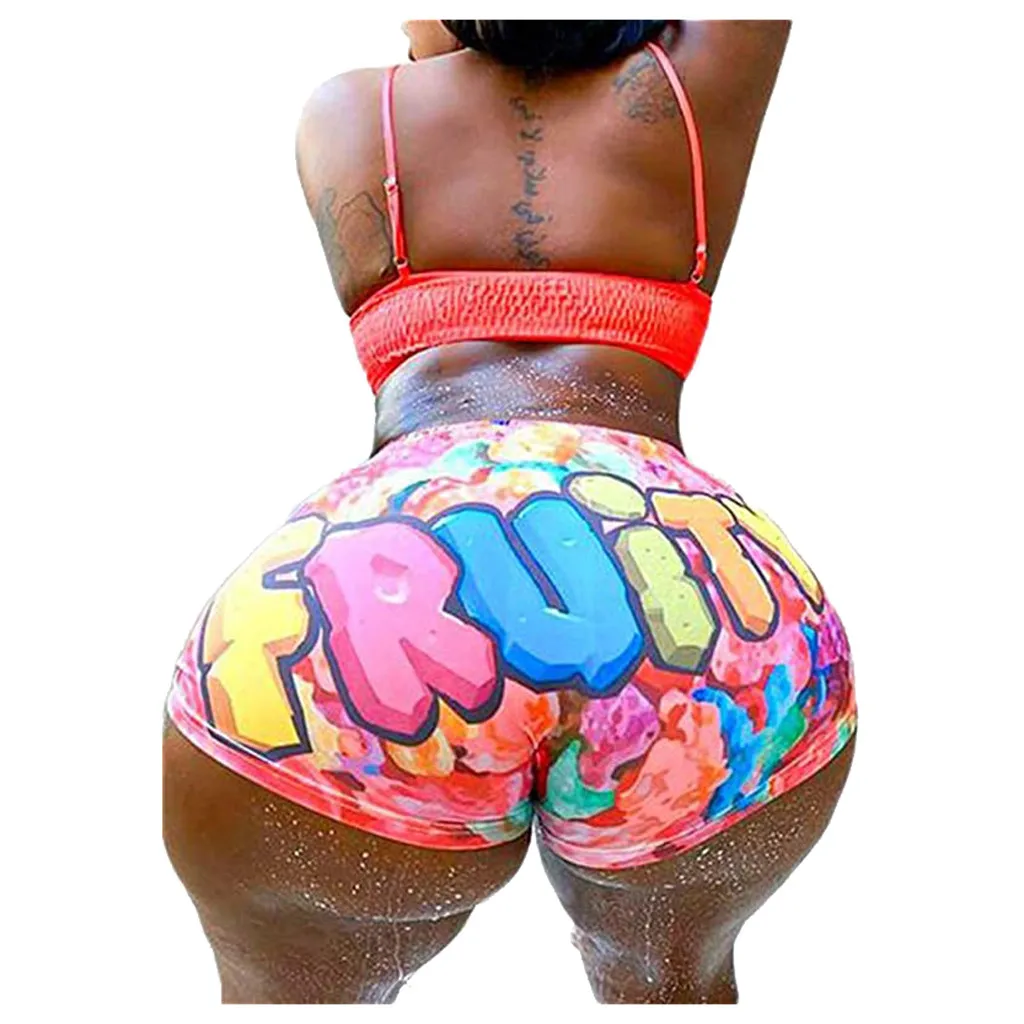 Женские Шорты Sexy Women Gushers Snack Booty Shorts Candy Letters Print Sport Workout Clubwear Homewear Woman Gym Biker | Женская