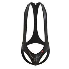 Мужские боди Открыть Батт трусы с мешочком для пениса, комплект нижнего белья из искусственного кожаные облегающие комбинезоны трико гей Singlet Нижнее белье XL