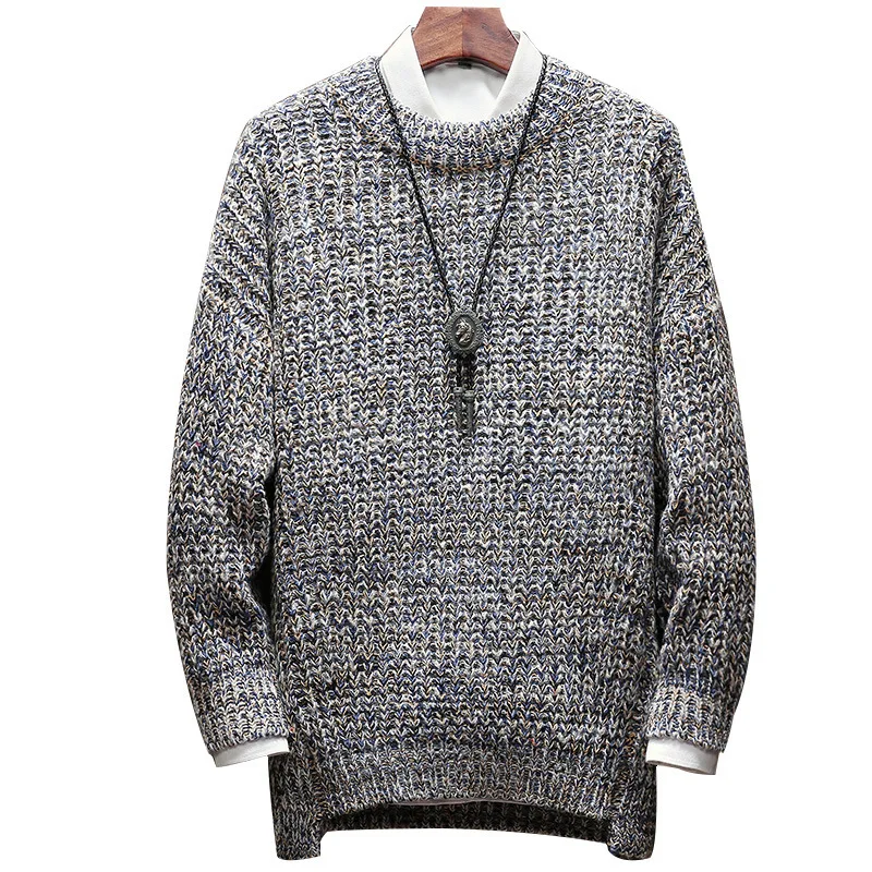 

2020 Autumn Winter Mens Casual Knitted Sweater Fashion Solid O-Neck Long Sleeve Sweater Streetwear Slim Fit Tops Male Plus Size