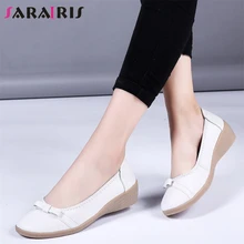 SARAIRIS/Новые водонепроницаемые мокасины из натуральной кожи на плоской подошве; женские лоферы с бантом; Осенняя Повседневная весенняя обувь на плоской подошве; женская обувь;
