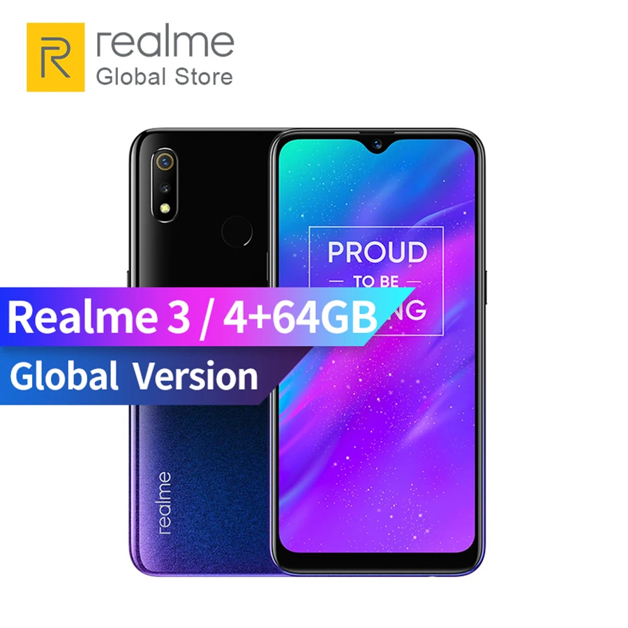Глобальная версия OPPO realme 3 4 ГБ ОЗУ 64 Гб ПЗУ Helio P70 AI процессор 6 22 &quotDewdrop дисплей ColorOS