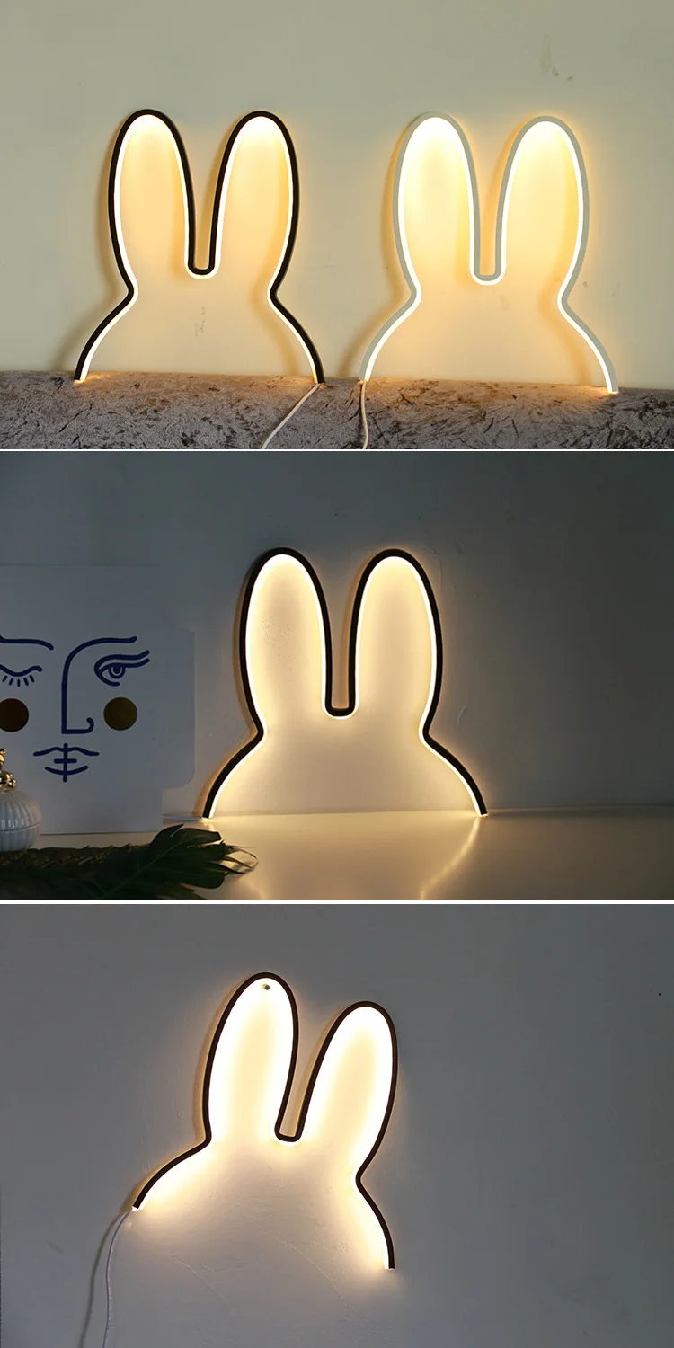 Ночник в виде кролика, светодиодный светильник с питанием от USB, милая настольная лампа для детей, подарок на праздник для девочек, настольный декор, атмосферная Ночная лампа