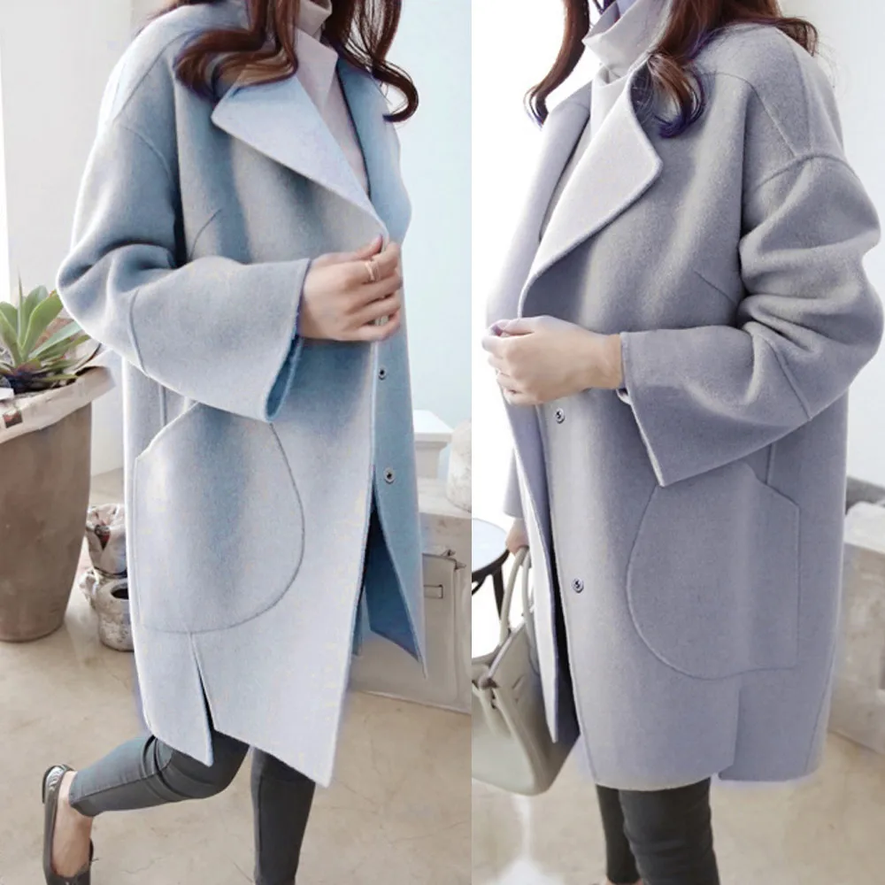 

2019 Winter Warm Women Woolen Coat Trench Parka Jacket Casual Overcoat Outwear Windproof Overcoats abrigos mujer invierno 2019