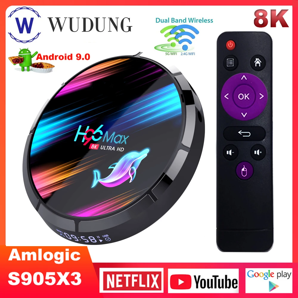 H96 MAX X3 Android 9,0 Smart tv Box Amlogic S905X3 2,4G& 5G Dual Wifi BT4.0 1000M 8K медиаплеер Google Play Andorid телеприставка