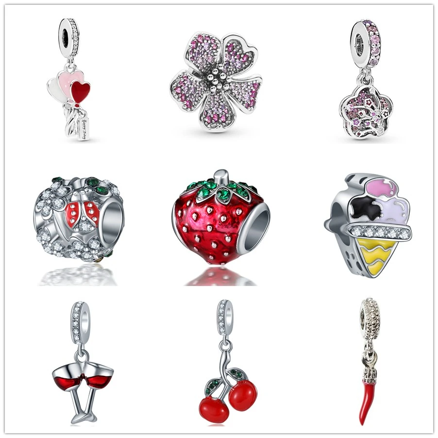 

Free shipping European silver plated bead heart balloons hanging pendant charm fit original Pandora bracelet DIY women jewelry