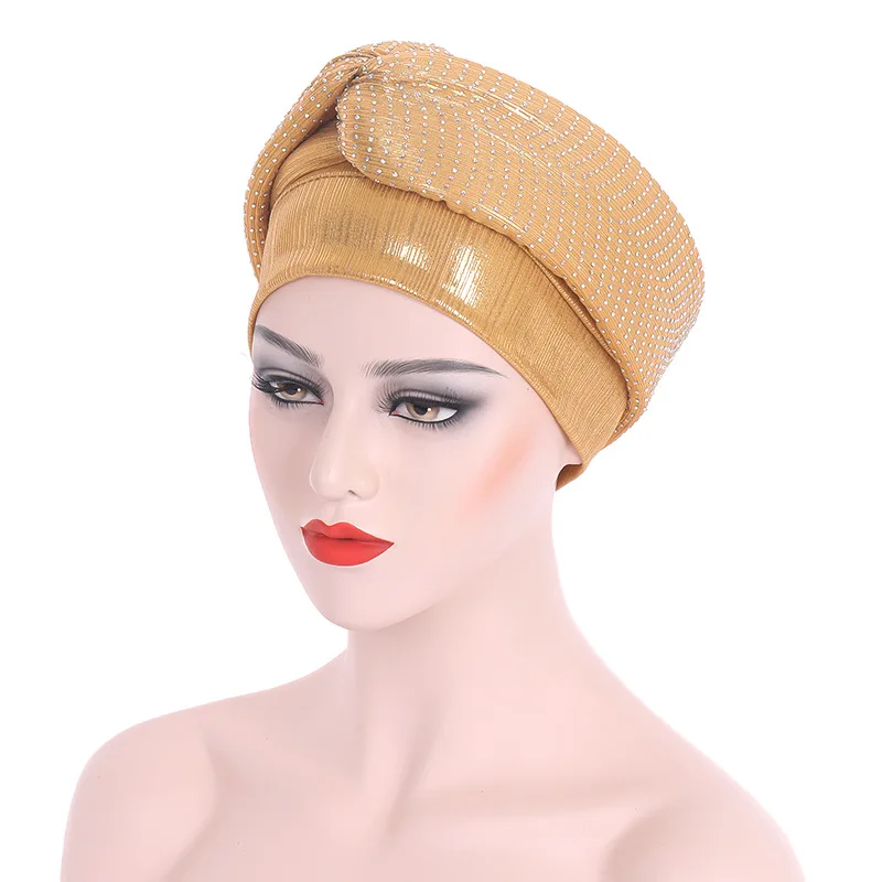 African Headtie 2022 New Fashion African Women Yellow Blue Green Hats African Caps african dresses for women Muslim african attire for women