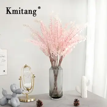 

76cm Fake Leafs Eucalyptus Tree Branch Plastic Artificial Plant Leaves Tropical Decorative Flower For Living room Wedding Decor
