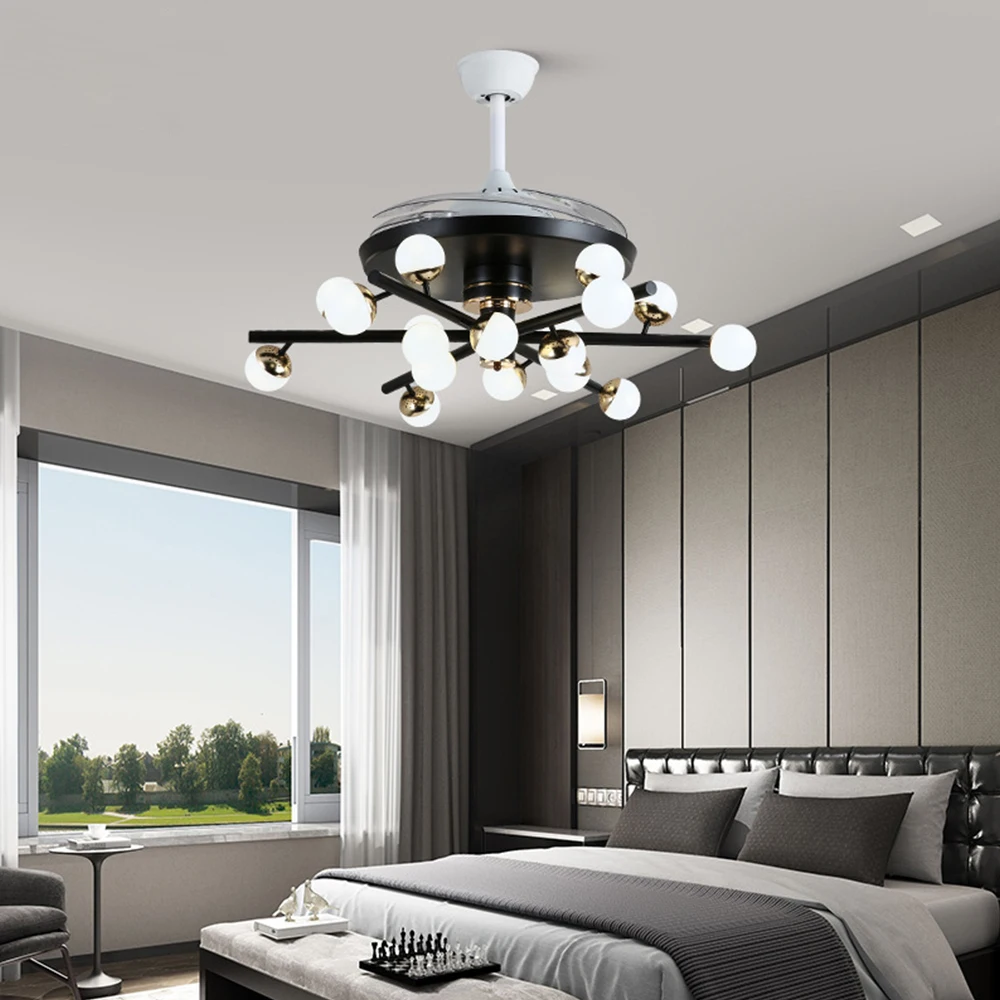 42 inch ceiling fan modern silent Inverter remote control lamp bedroom restaurant decorations creative Nordic fixture fan lamp