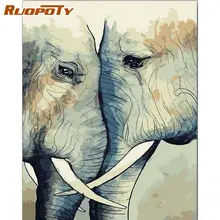 

RUOPOTY 60x75cm Frame Diy Painting By Numbers Kits Elephant Animals Art Handpainted Oil Painting For Home Decors Artwork