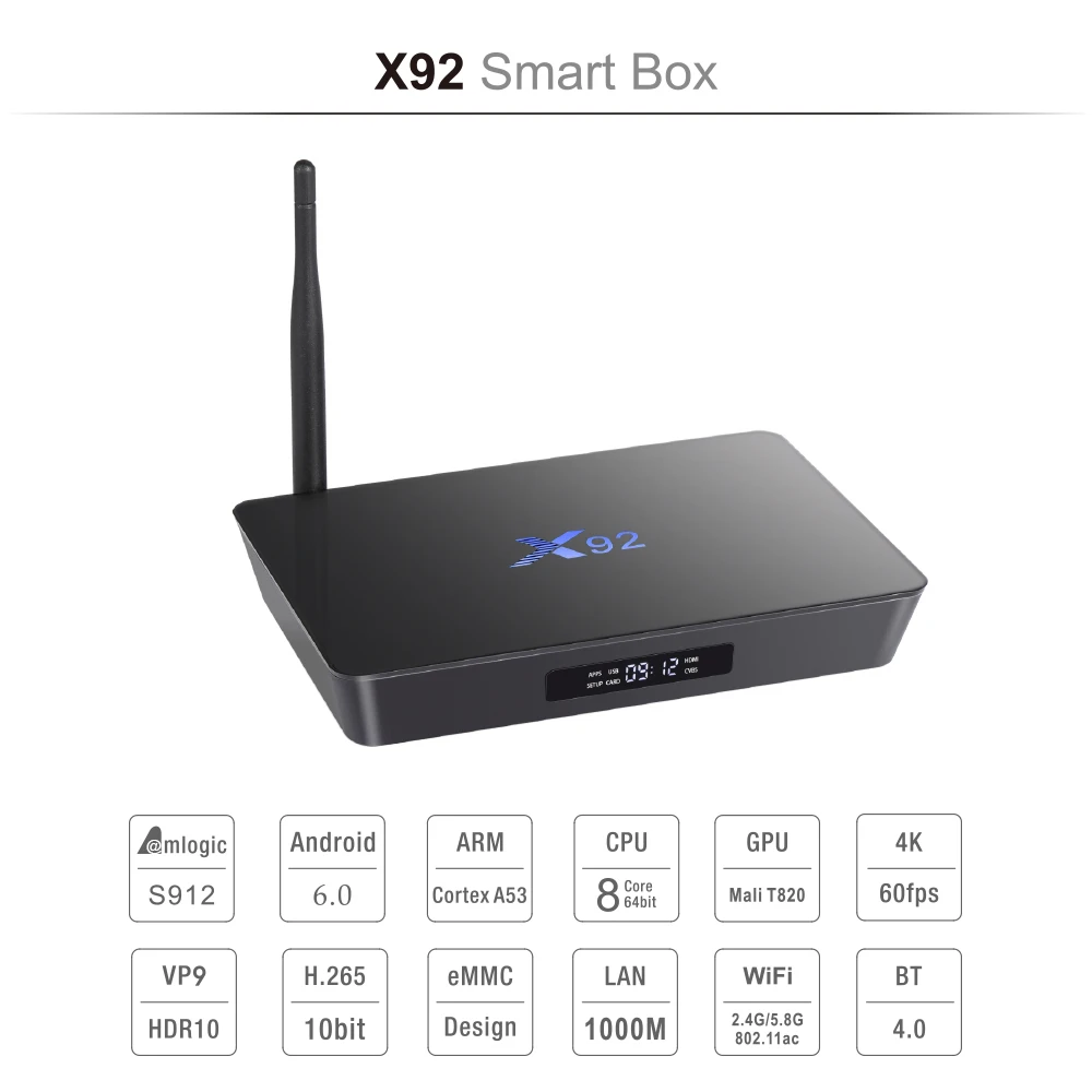 Высокое качество X92 Android Box 4K Amlogic S912 3 ГБ 32 ГБ Smart tv Box Восьмиядерный с 1 год IP tv M3U Italia Швеция Франция Португалия
