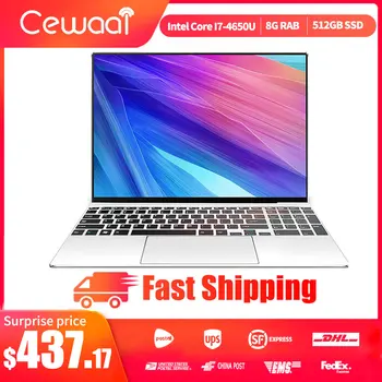 

15.6" intel Core i7-4650U Laptop 8GB RAM 512GB M.2 SSD IPS Notebook Dual Band WiFi Office Work Windows 10 Computer HDMI USB 3.0