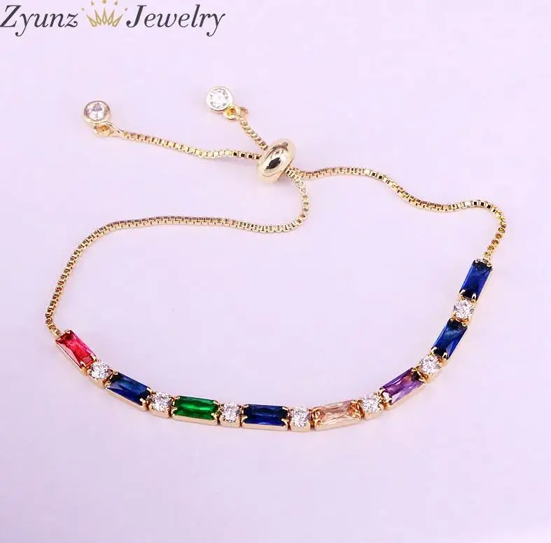 style 6 10 шт, цветной, с кубическим Цирконом цепи, прямоугольные циркониевые ободки цепи серебро/золото цвет cz соединители звенья цепи браслеты - Окраска металла: style 6