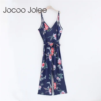 

Jocoo Jolee Floral Sprint Women Jumpsuits 2018 Summer New Bohemian Style with Ankle-Length Pants Loose Style Ruffles Summer New