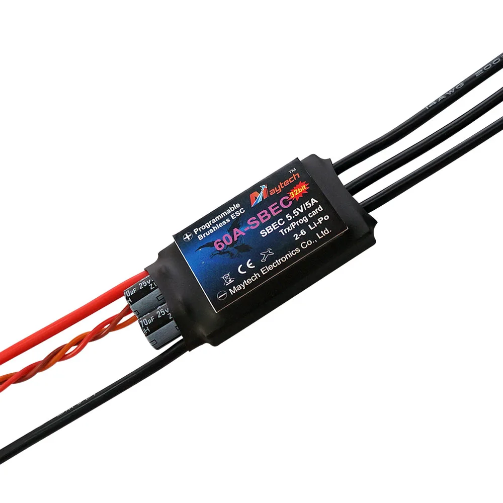 Контроллер двигателя Maytech 60A 6S ESC с BEC для радиоуправляемых моделей самолетов