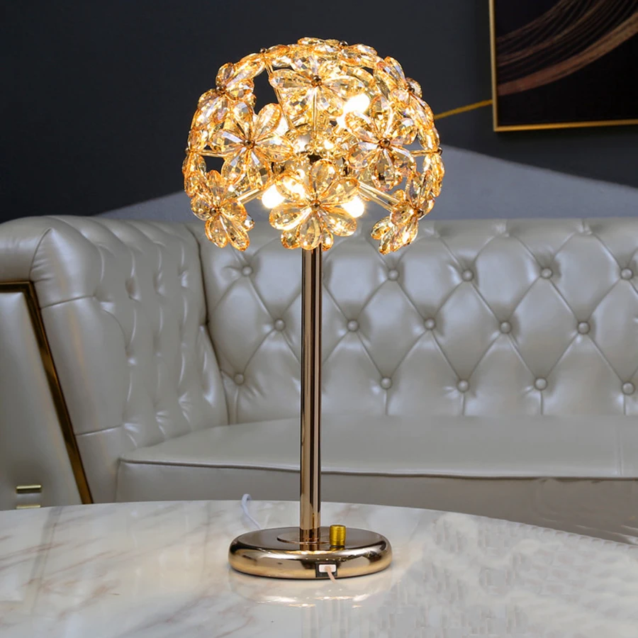 

Romantic Crystal Touch Control Table Lamp Modern Creative Dimmable Nightstand Lamp Decor Bedside Lights For Bedroom Living Room