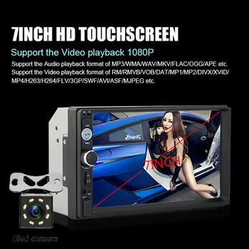 

20# Webcams Universa 7inch 2 Din Car Multimedia Radio Mp5 Player Bt Hd Audio Head Unit+8led Video Chat Recording Usb Camera