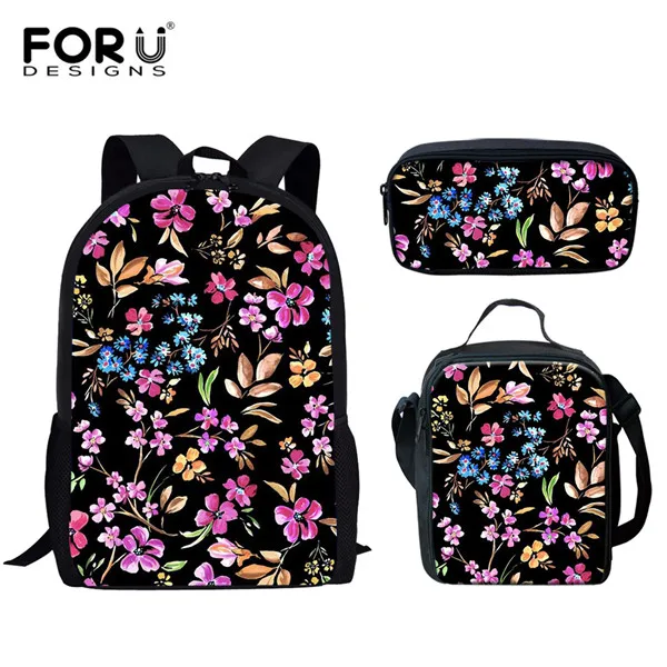 FORUDESIGNS/комплект рюкзаков с цветочным принтом; модные детские школьные сумки для девочек; повседневные сумки с Тропическими Цветами; Детские сумки на плечо; Mochila - Цвет: HMG1174CGK