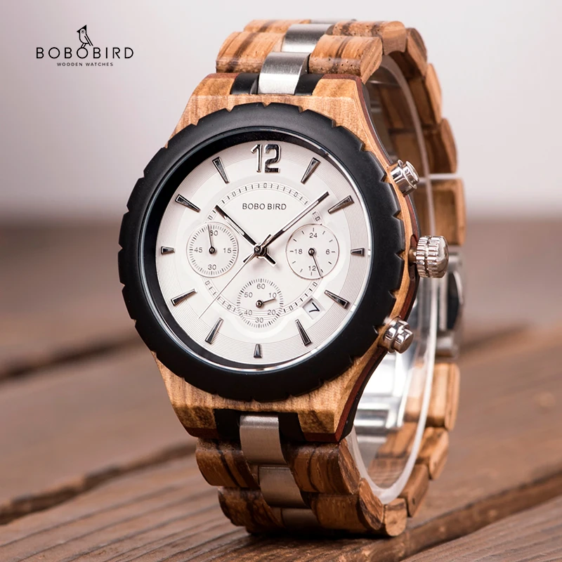 BOBO BIRD Men Watch Luxury Elegant Wood Metal Chronograph Auto Date Watches reloj hombre Gift C-hR22 Dropship BOBO BIRD Men Watch Luxury Elegant Wood Metal Chronograph Auto Date Watches reloj hombre Gift C-hR22 Dropship