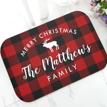 Классический красный Buffalo Check персонализированный Рождественский коврик на заказ олень веселый рождественский коврик ковер праздничное украшение для дома