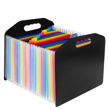 

Expanding File Folder 24 Pockets, A4 Letter Size Expandable File Organizer with Handle, Monthly Accordion Document Organize (Wit