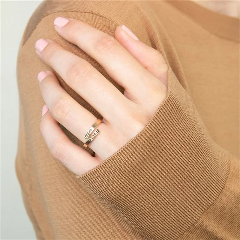 

Personalized Sterling Silver Two Name Ring DIY Letter Ring 925 Silver Jewelry Customize Birthday/Lovers/ Mother's Day Gift