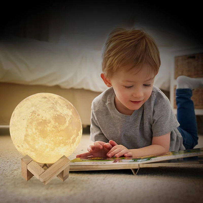 ZK20 LED Night Light 3D Print Moon Lamp Rechargeable Color Change 3D Light Touch Moon Lamp Children's Lights Night Lamp for Home