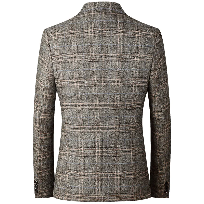 negócio xadrez terno jaqueta masculina xadrez blazers