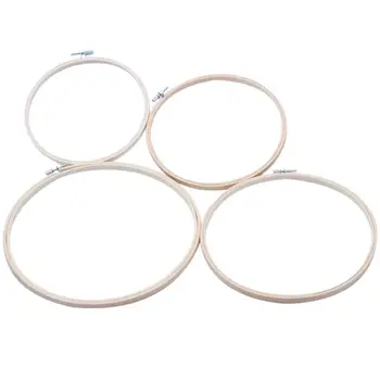 

4x Embroidery hoop bamboo Circle Embroidery cross needle 18 20 23 26cm