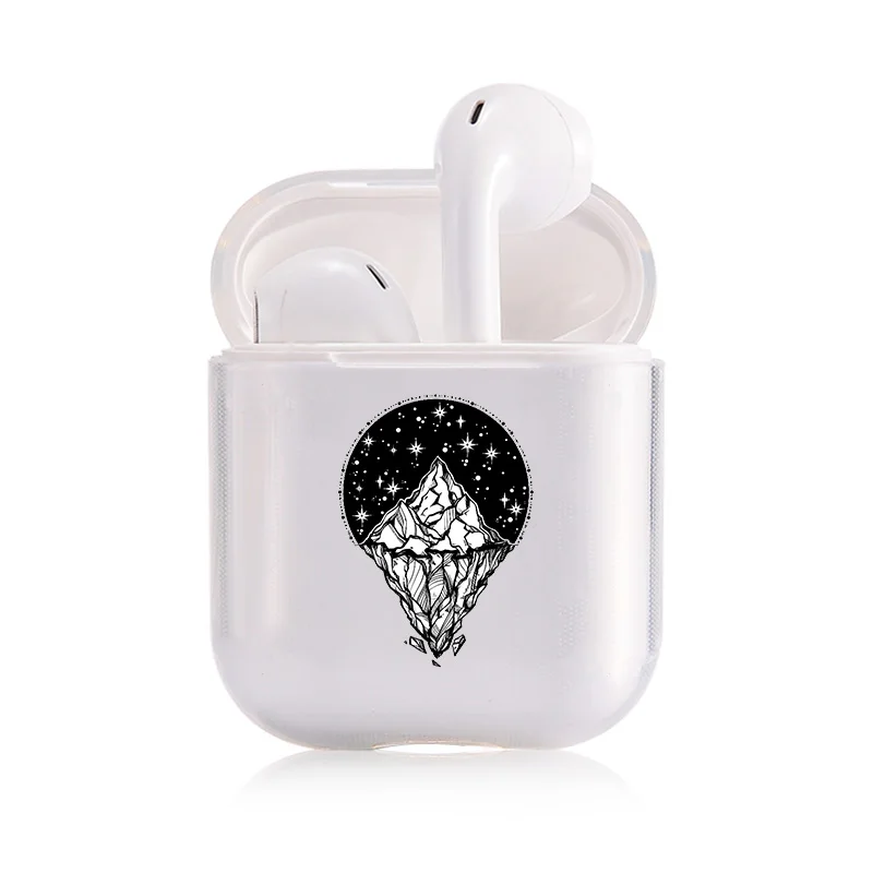 I301173 Чехол Airpods 1/2, прозрачный мягкий силиконовый чехол с рисунком восхода солнца для Bluetooth, беспроводной чехол для наушников, чехол для зарядки, сумки - Цвет: I301173